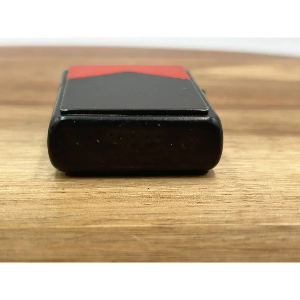 Marlboro Zippo Lighter 1996 Black Red Matte Windproof Geometric USA Untested